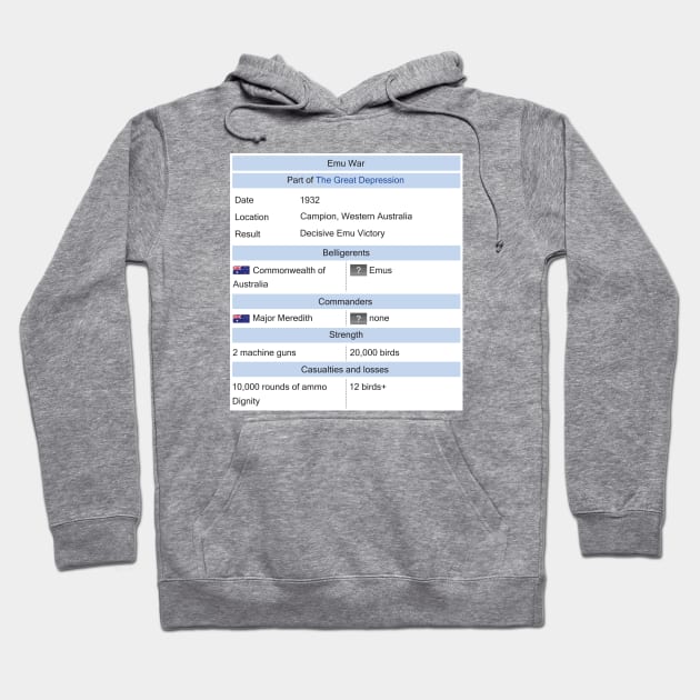 The Great Emu war Wikipedia style information tab Hoodie by FOGSJ